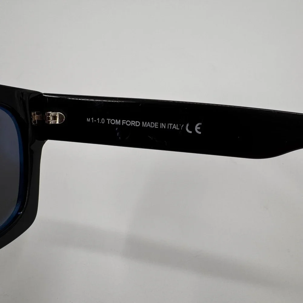 Tom Ford Fausto TF711 01A Black Square Sunglasses Rose‎ Gold T Logo Italy 53mm